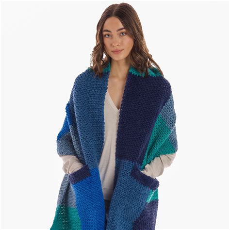 Caron Big Donut O Go Knit Color Block Pocket Shawl Michaels