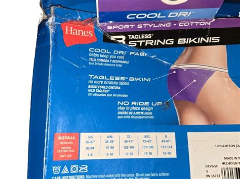 Size 5 S Hanes 3 Pack Cool Dri Tagless Cotton String Bikini Women S New