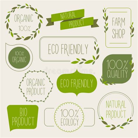 Green Eco Labels For Organic Product Natural Envinment Vegetarian