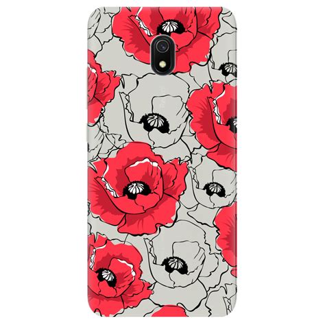 【Чехол для Xiaomi Redmi 8A полупрозрачный матовый soft touch Red poppy ...