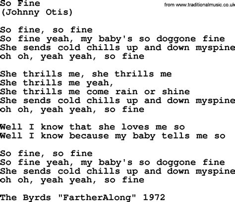 So Fine, by The Byrds - lyrics with pdf