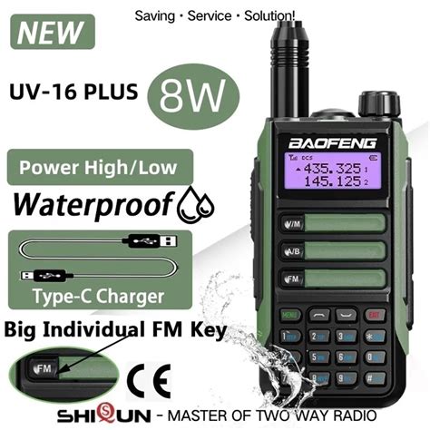 Portable Walkie Talkie Baofeng UV 16 Plus 8W 2024 Radio Station W USB