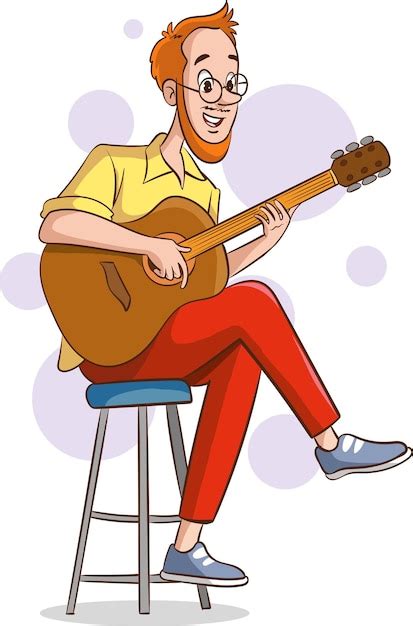 Premium Vector Illustration Of A Young Man Playing An Acoustic Guitar