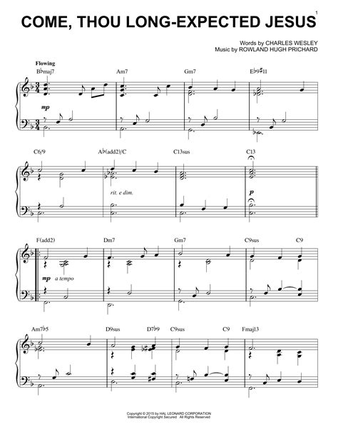 Come, Thou Long-Expected Jesus | Sheet Music Direct