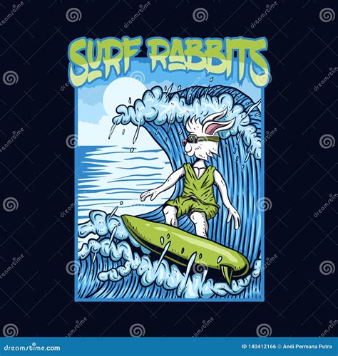 Surf Rabbits Vector Illustration Design Stock Vector Illustration Of