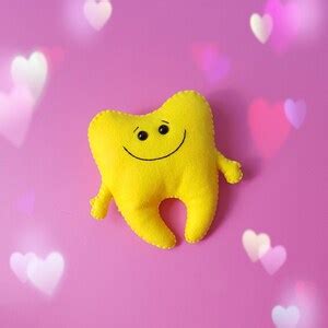 Cute Tooth Fairy Pillow Felt Yellow Tooth Soft Toy Tooth Loose Tooth ...