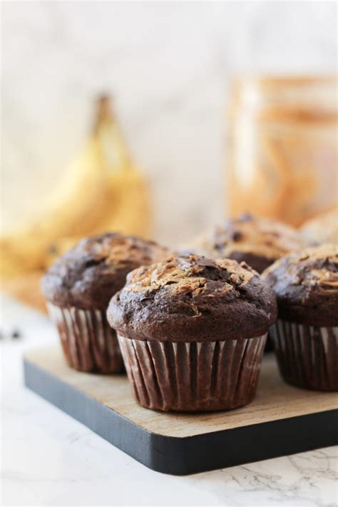 Chocolate Peanut Butter Banana Muffins Gluten Free Dairy Free Option