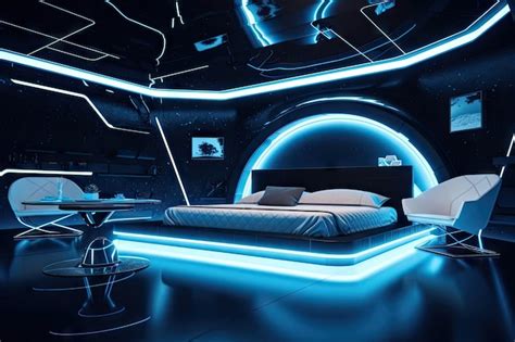 Premium AI Image Futuristic Bedroom With Sleek And Futuristic