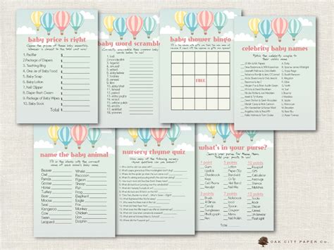Hot Air Balloon Baby Shower Games Balloon Baby Shower Games Etsy