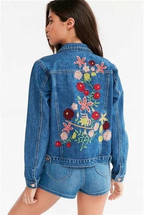 Jaquetas Casacos Moletons Embroidered Denim Embroidered Denim Jacket