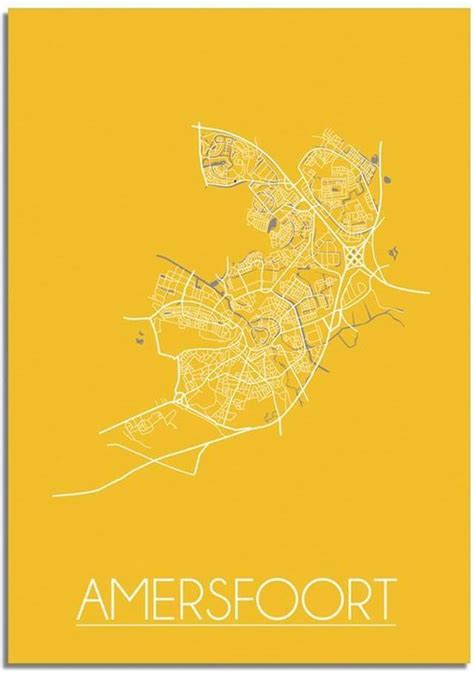 Carte Amersfoort Plan De La Ville Poster Design Claud Jaune A4