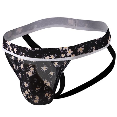 Men S Sexy Mesh Underwear Open Back Transparent U Pouch Printed Gay Lingerie EBay
