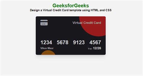 Design A Virtual Credit Card Template Using Html And Css Geeksforgeeks