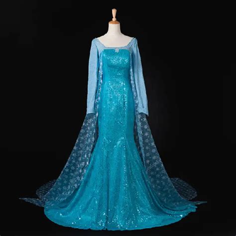 Adult Elsa Frozen Princess Long Dress Princess Elsa Dress Cosplay Costume Adult Women Girls