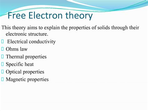 Solution Free Electron Theory Of Solids Ppt Studypool