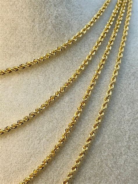 18k Solid Gold Rope Necklace 2 3 Mm 18k Solid Gold Rope Chain Gold