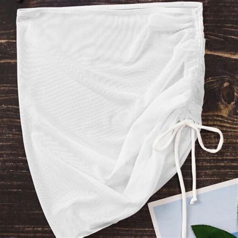 Women Ruffle Sarong Beach Cover Up Sheer Mini Sarong Skirt Dress Wrap Bikini EBay