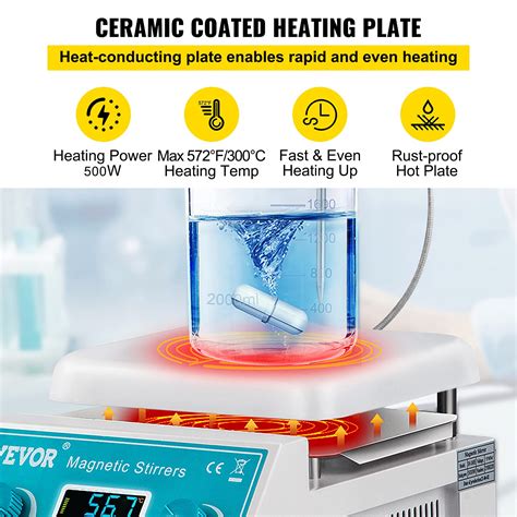 VEVOR Heads Magnetic Agitador With Hot Plate Vortex Electric Shaker Mixer Portable Blender