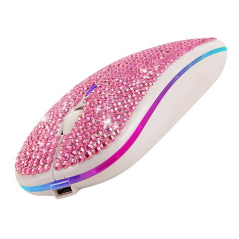 Cordless Mice Wireless Mouse Laptop Computer Rechargeable Gaming Bling Dazzling Pink Plastic ...