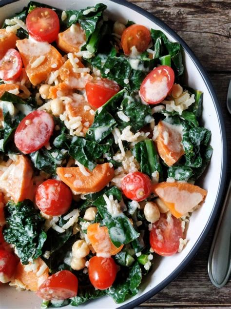 Sweet Potato Kale Chickpea Salad With Quinoa Vegan Easy