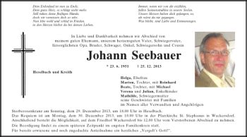 Traueranzeigen Von Johann Seebauer Mittelbayerische Trauer