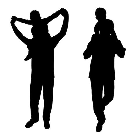 Premium Vector Flat Design Father And Son Silhouette