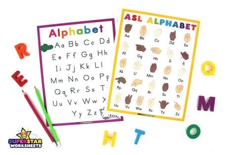 ASL Alphabet Chart - Superstar Worksheets