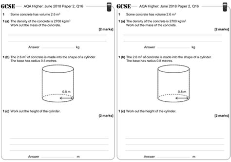 Volume And Surface Area Of A Cylinder Gcse Questions Higher Aqa