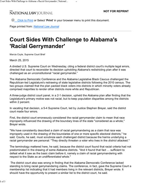 Court Sides With Challenge To Alabama S Racial Gerrymander