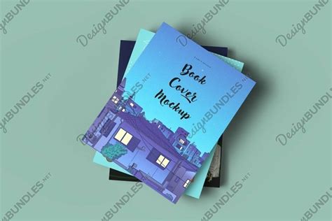 stack of three books mockup PSD and JPG