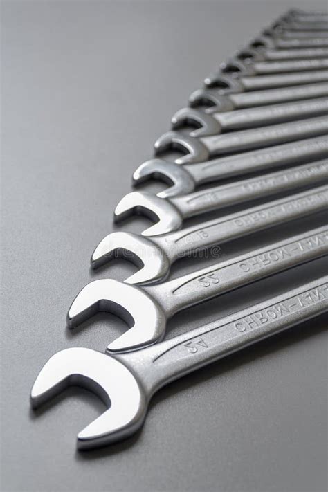 Spanners. Many Wrenches. Industrial Background. Set Of Wrench Tool ...