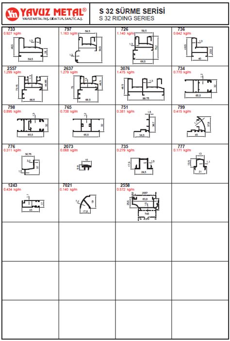 S 32 Sürme Serisi Alüminyum Profiller Yavuz Metal Alüminyum A Ş