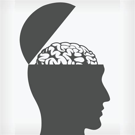 Silhouette Of Brain Inside Open Head Drawing Stencil Vector Drawing