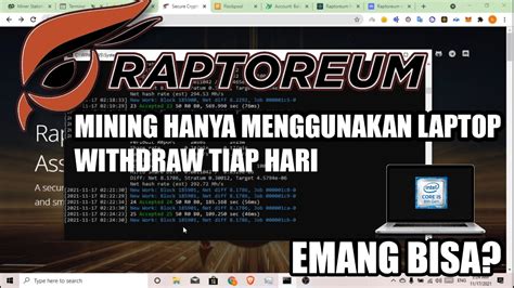 Mining Raptoreum Menggunakan Laptop Cpu Mining Mining Rtm Youtube