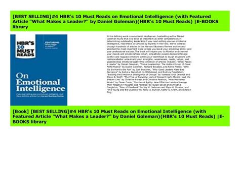 Best Selling 4 Hbrs 10 Must Reads On Emotional Intelligence With