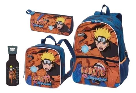 Mochila Naruto Kurama Costa Lancheira Garrafa E Estojo Parcelamento