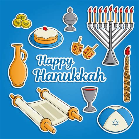 Jewish Holiday Hanukkah Greeting Card Traditional Vector Eps Ai