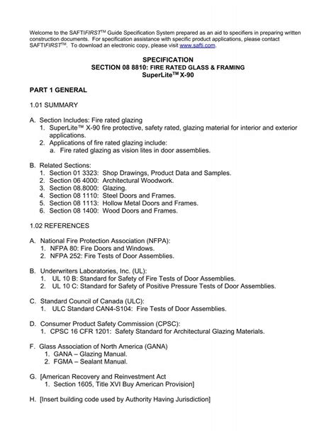 Fire rated glazing 1. SuperLiteâ ¢ X-90 fire pro