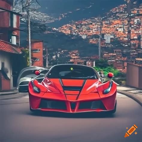 Ferrari Laferrari Driving On Medellin Street