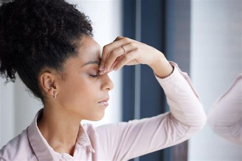 Premium Photo Headache Stress And Burnout Black Woman In Office