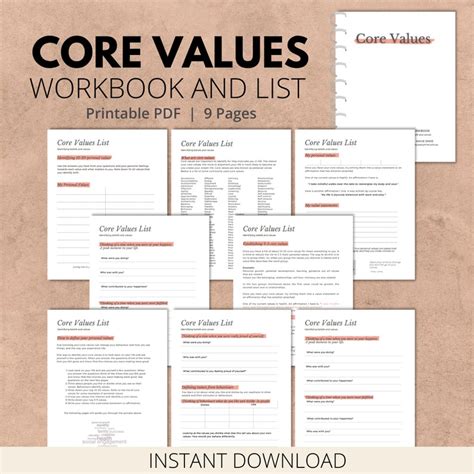 Core Values Printable My Core Values Defining Personal Values Life