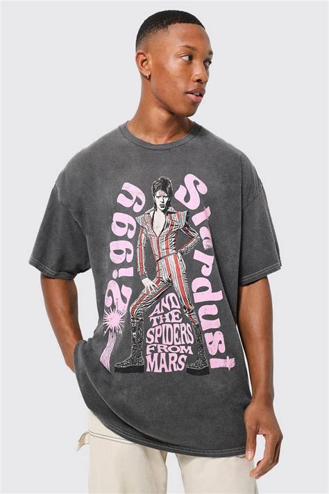 Oversized David Bowie Overdye License T Shirt Boohoo Uk