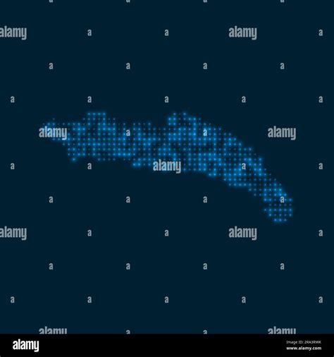 Anegada Dotted Glowing Map Shape Of The Island With Blue Bright Bulbs