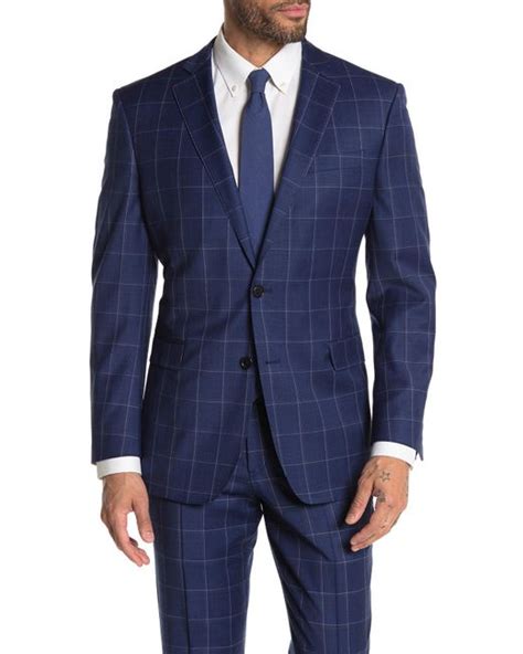 Brooks Brothers Wool Navy Windowpane Two Button Notch Lapel Regent Fit Suit Separates Jacket In