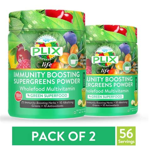 Buy Plix Life Immunity Boosting Supergreens Powder Pack Of Online