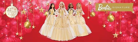 Amazon Barbie Signature Holiday Doll Blonde Hair Wearing Golden Gown Collectible