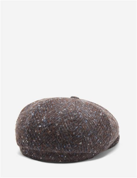 Stetson Hatteras Newsboy Cap Wool Herringbone Brown Garmentory