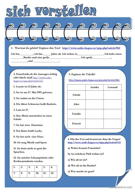 Sich Vorstellen Deutsch Daf Arbeitsbl Tter Pdf Doc