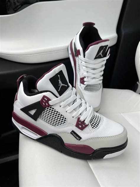 Женские кроссовки nike jordan 4 psg paname paris белые с бордовым найк ...