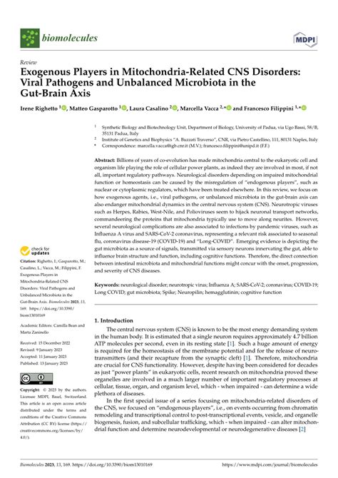 Pdf Exogenous Players In Mitochondria Related Cns Disorders Viral